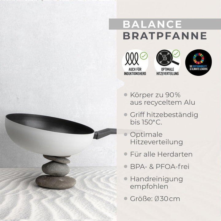 Fackelmann Wokpfanne Balance 30 cm, Antihaft-Wok aus 90% recyceltem Aluminium mit ergonomischem Kuns