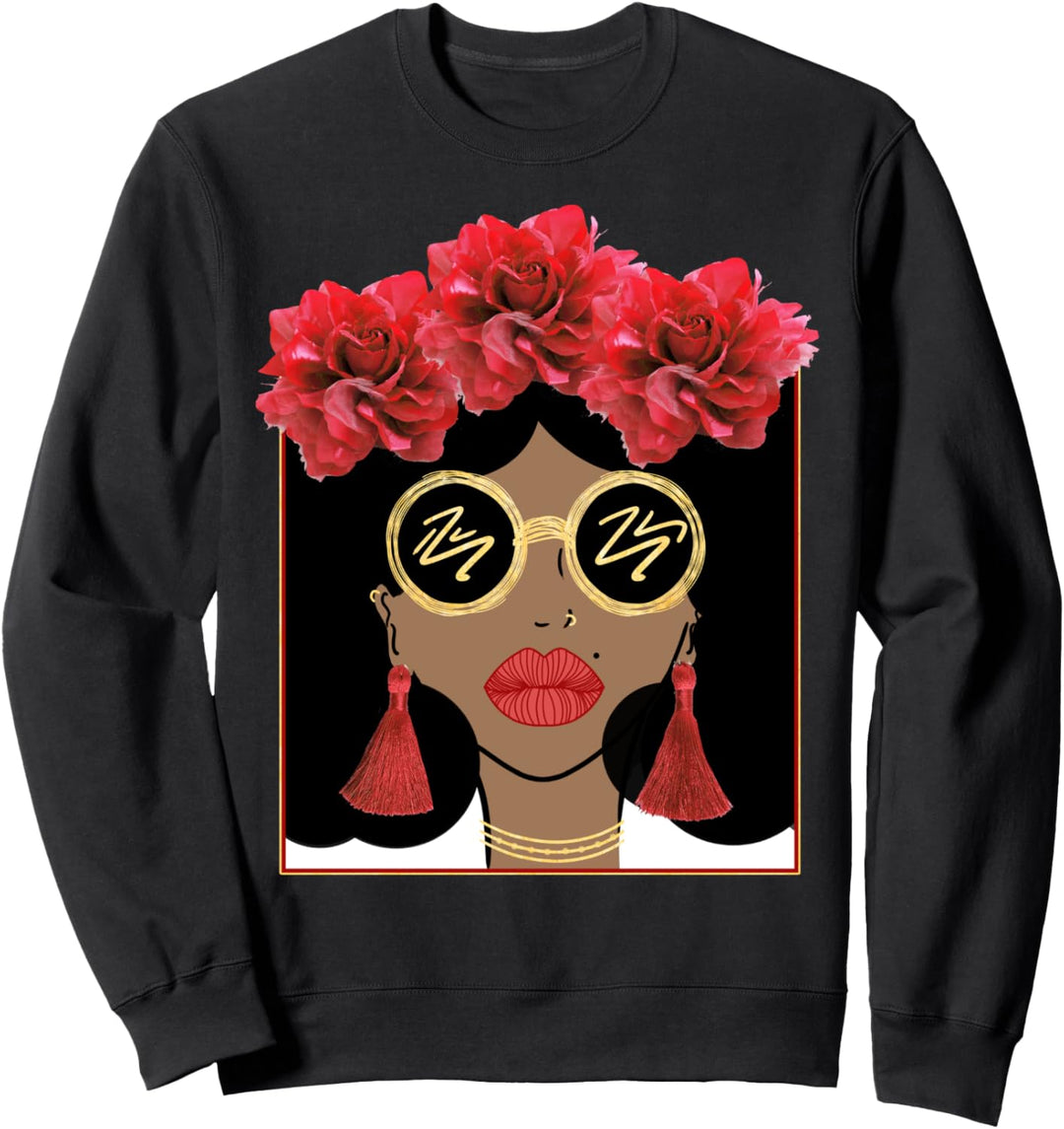 Trendy Floral Hair Girl Portrait Sweatshirt