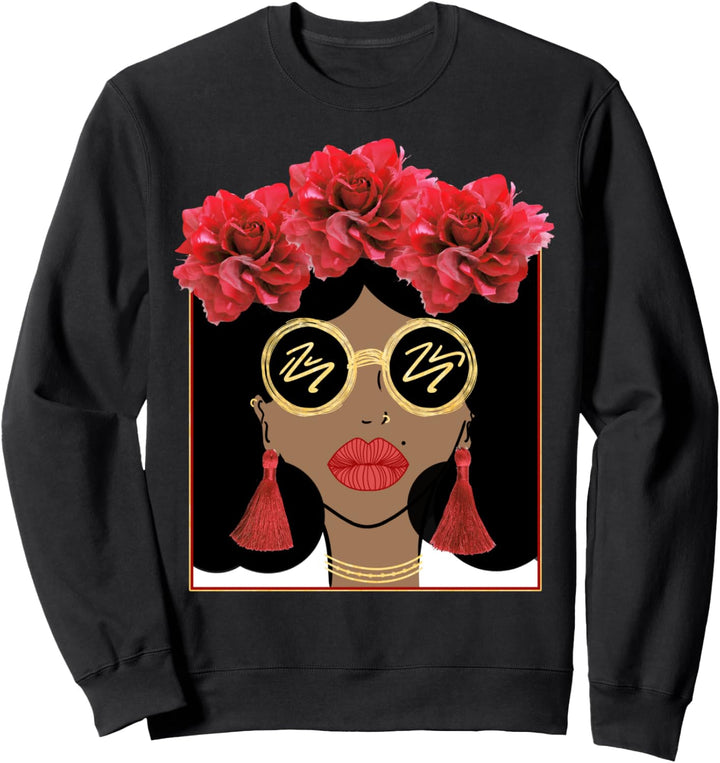 Trendy Floral Hair Girl Portrait Sweatshirt