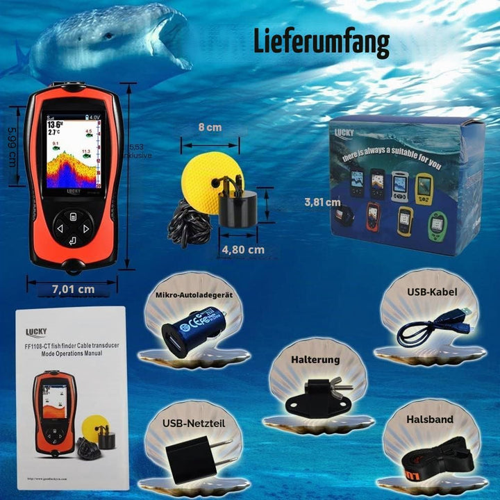 LUCKY Kabelgebundenes Tragbares Sonar Tragbarer Fischfinder zum Angeln Farbmonitor zum Eisfischen Fi