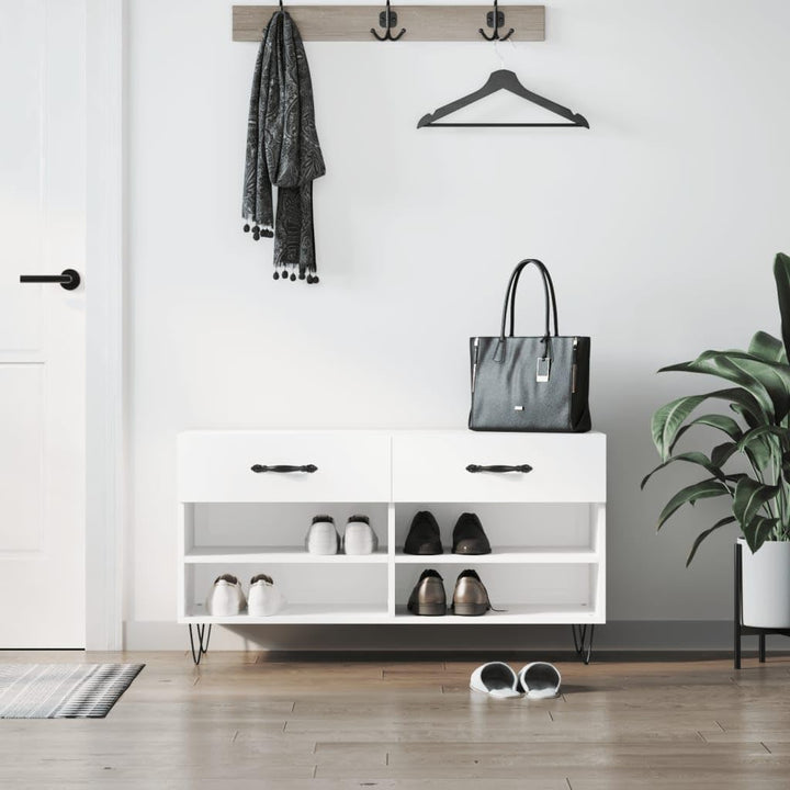 vidaXL Schuhbank, Schuhregal mit 2 Schladen 4 Fächern, Schuhschrank mit viel Stauraum, Sitzbank Flur