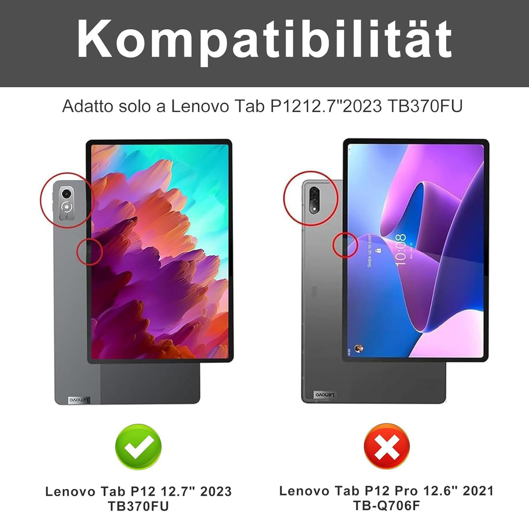 IVEOPPE Tastatur für Lenovo Tab P12 Pro, Hülle mit Tastatur für Lenovo P12 12.7" 2023, Magnetische K