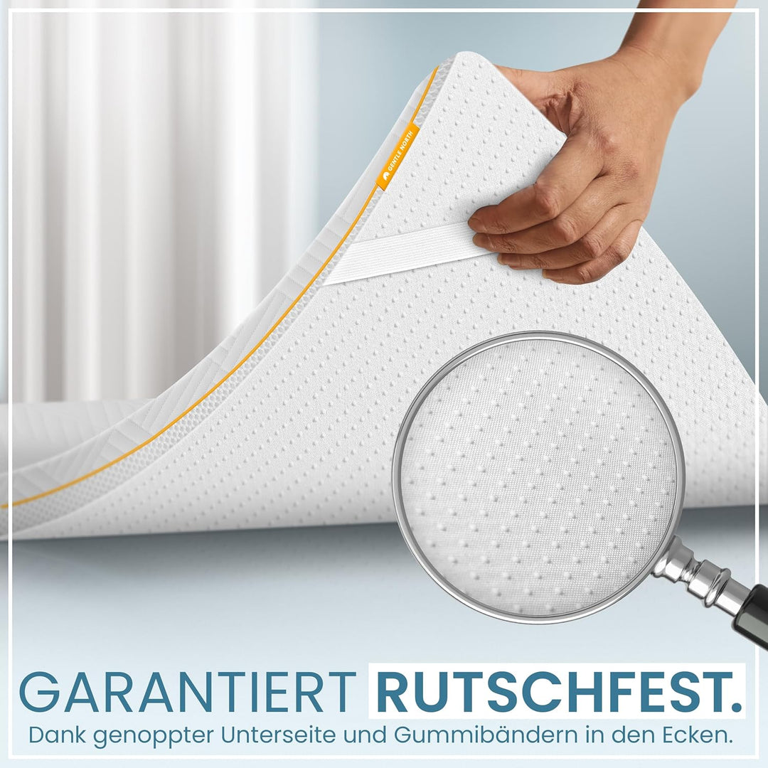 Hochwertiger Topper 90x200cm 7cm hoch - H2/H3 Matratzentopper mit weicher Gel-Memory- und stützender