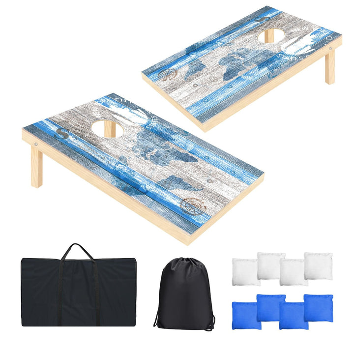 Cornhole Verordnung Grösse 90x60cm Massivholz Sackloch Spiel Set mit 2 Corn Hole Boards, 8 Sitzsack,