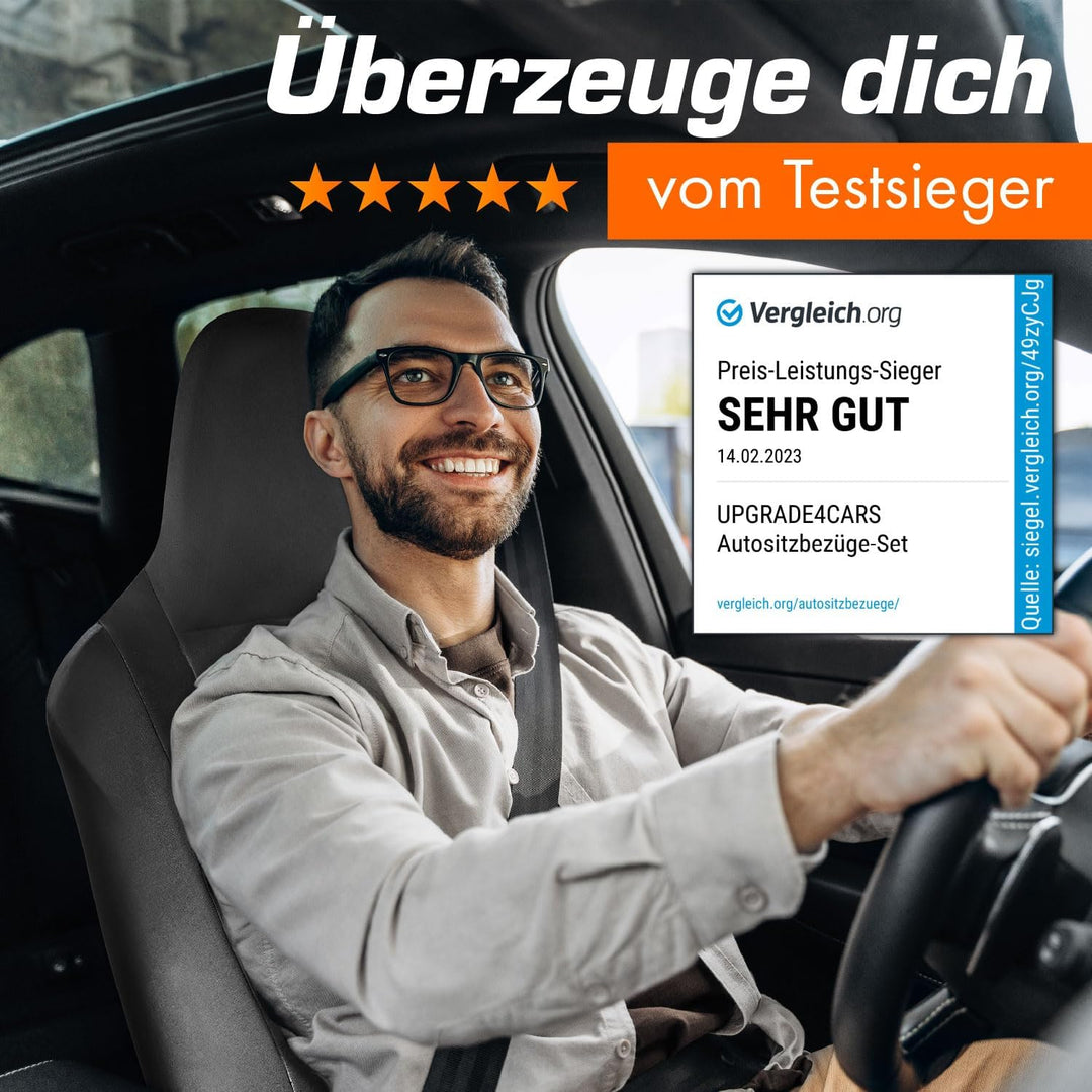 Upgrade4cars Autositzbezüge Set für Pilotensitze | Autositzbezug für die Vordersitze in Schwarz | Au