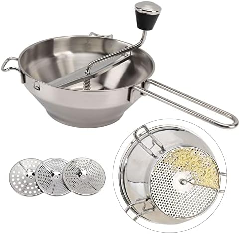 Edelstahl Passiergerät, Manuelle Passiermühle mit 3 Siebeinlagen Rotationsmühle Lebensmittelmühle Ma