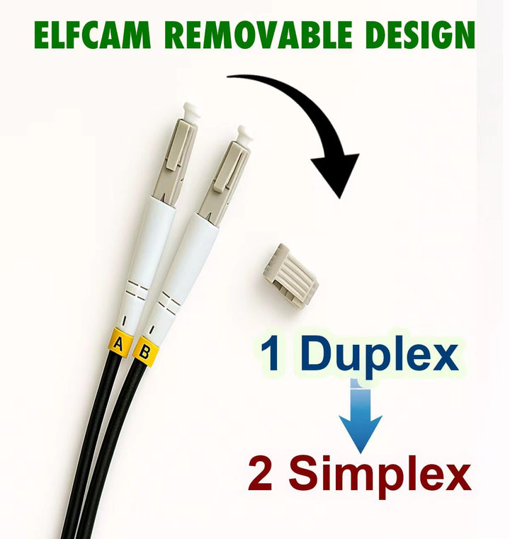 Elfcam® Glasfaserkabel aus Stahl, geschirmt, LC/UPC auf LC/UPC OM3 Multimode Duplex, 50/125 um (35 m