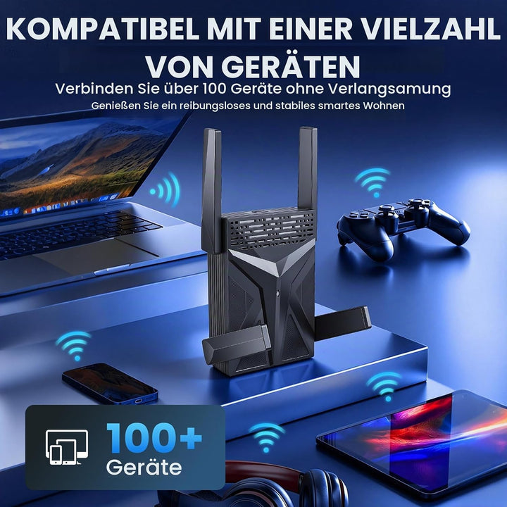 AX1800 WLAN Repeater WiFi 6, WLAN Verstärker Dual Band bis 1800 Mbit/s, Internet Signalverstärker mi