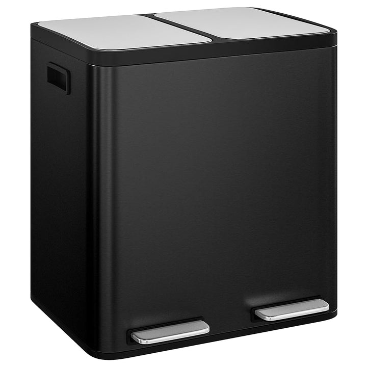 STEELSØN Epsilon Mülleimer 2 Fächer – Mülltrennsystem Küche 2x15L aus Edelstahl Schwarz – Tretmüllei