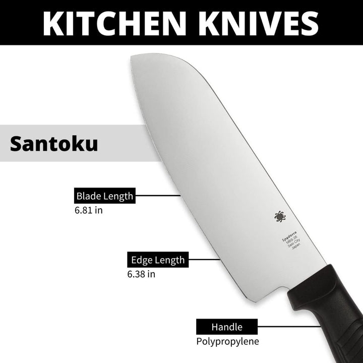 0 Spyderco - Küchenmesser - Klingenlänge: 17.14 cm - Santoku Plain Black
