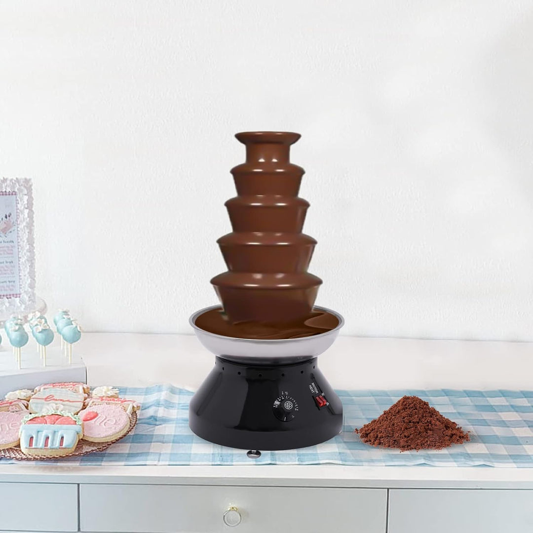 Edelstahl Schokobrunnen 5 Etagen Schokobrunnen mit Temperaturregelung, 230W 3L Edelstahl Rotierender