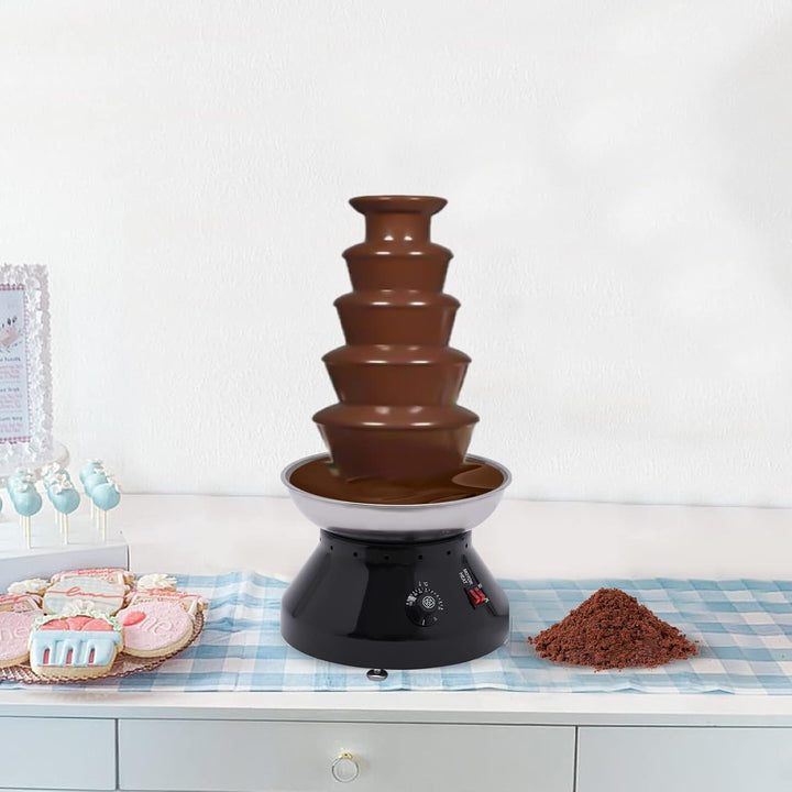 Edelstahl Schokobrunnen 5 Etagen Schokobrunnen mit Temperaturregelung, 230W 3L Edelstahl Rotierender