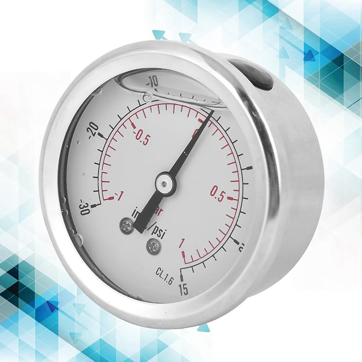 Dual Scale Manometer 1/4 BSP Back Mount Manometer Radialölgefülltes Vakuum Druckmessgerät