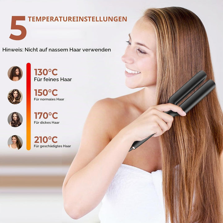 UKLISS Glättbürste Pro mit Doppel-Heizplatten &amp; Ionen-Technologie | Haarglätter-Bürste mit LED-Anzei