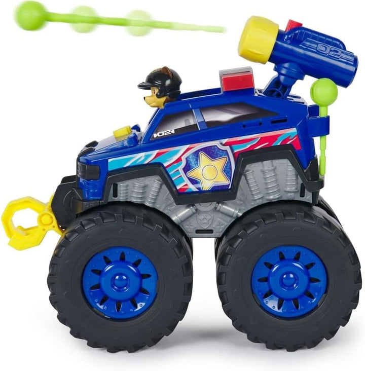 PAW PATROL Rescue Wheels - Chases Deluxe Monstertruck mit Geschoss-Abwurf, motorisierter Seilwinde,