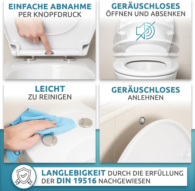 Küstenlinie® / Toilettendeckel mit Absenkautomatik | Komplettset | optimale Montage | WC Sitz antiba