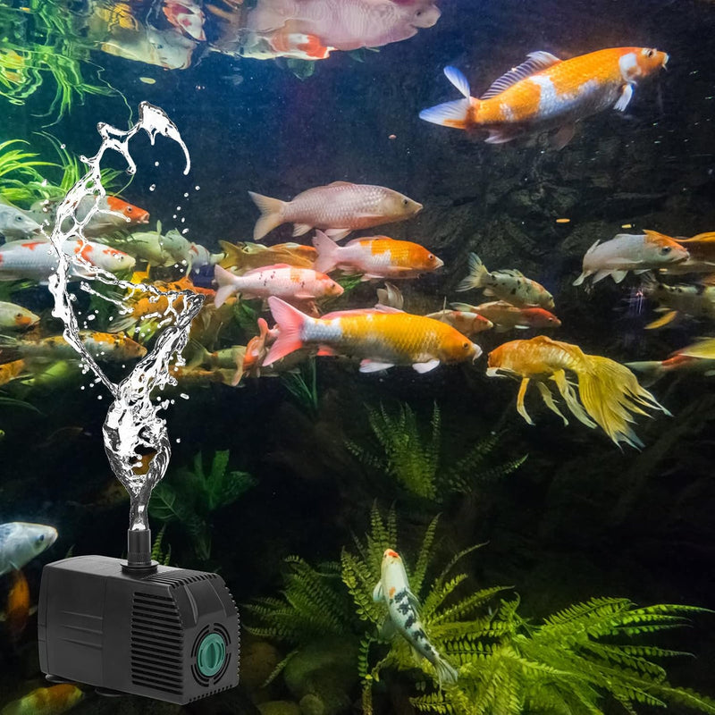 JIERTOP Aquariumpumpe 800 L/H Teichpumpe Ultra leise Geräusche mit 1,83 m Netzkabel Wasserpumpe mit