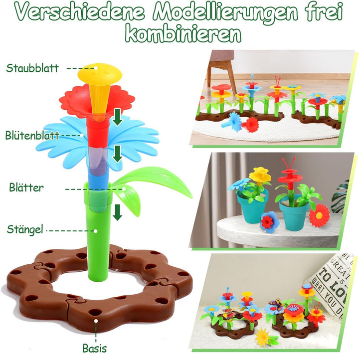 cute stone Gartenwerkzeug-Set für Kinder, Gartenspielzeug mit Schubkarre, Giesskanne, Schaufel, Blum