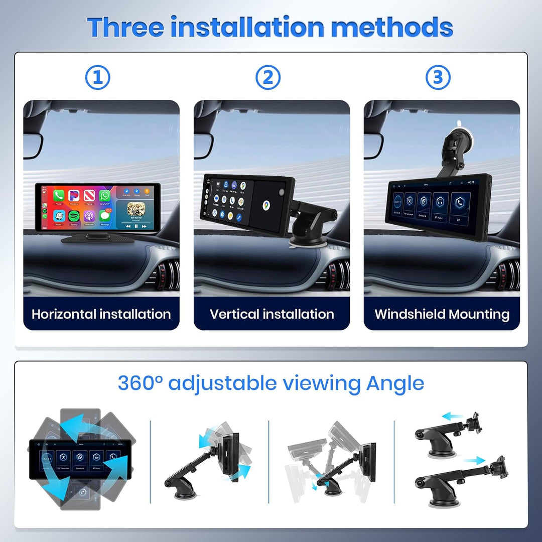 Drahtlos CarPlay und Android Auto, Hodozzy 10,26 Zoll Tragbares Autoradio Bluetooth mit IPS Touchscr