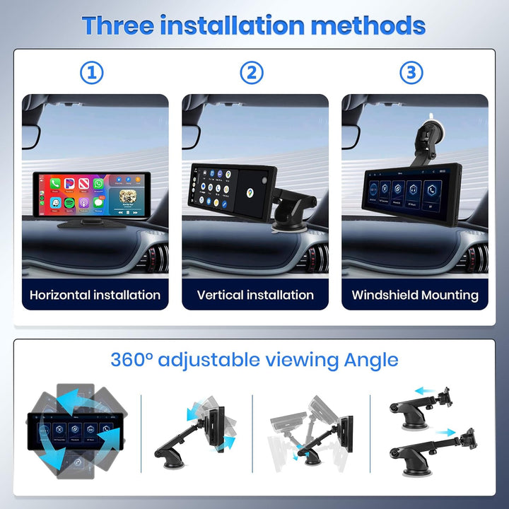 Drahtlos CarPlay und Android Auto, Hodozzy 10,26 Zoll Tragbares Autoradio Bluetooth mit IPS Touchscr
