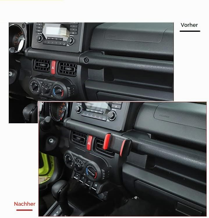 Handyhalterung Auto für Suzuki Jimny JB64 JB74 2019-2024, Aluminium und ABS, 360° Drehbar, für 4-7 Z