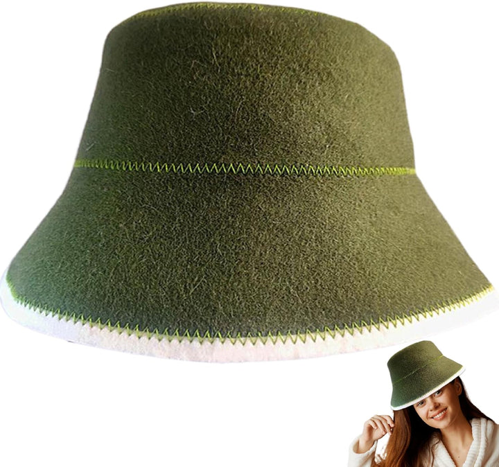 Saunahut aus natürlicher Wolle, wasserabsorbierender Filz für trockenes Haar, hitzebeständiger, weic