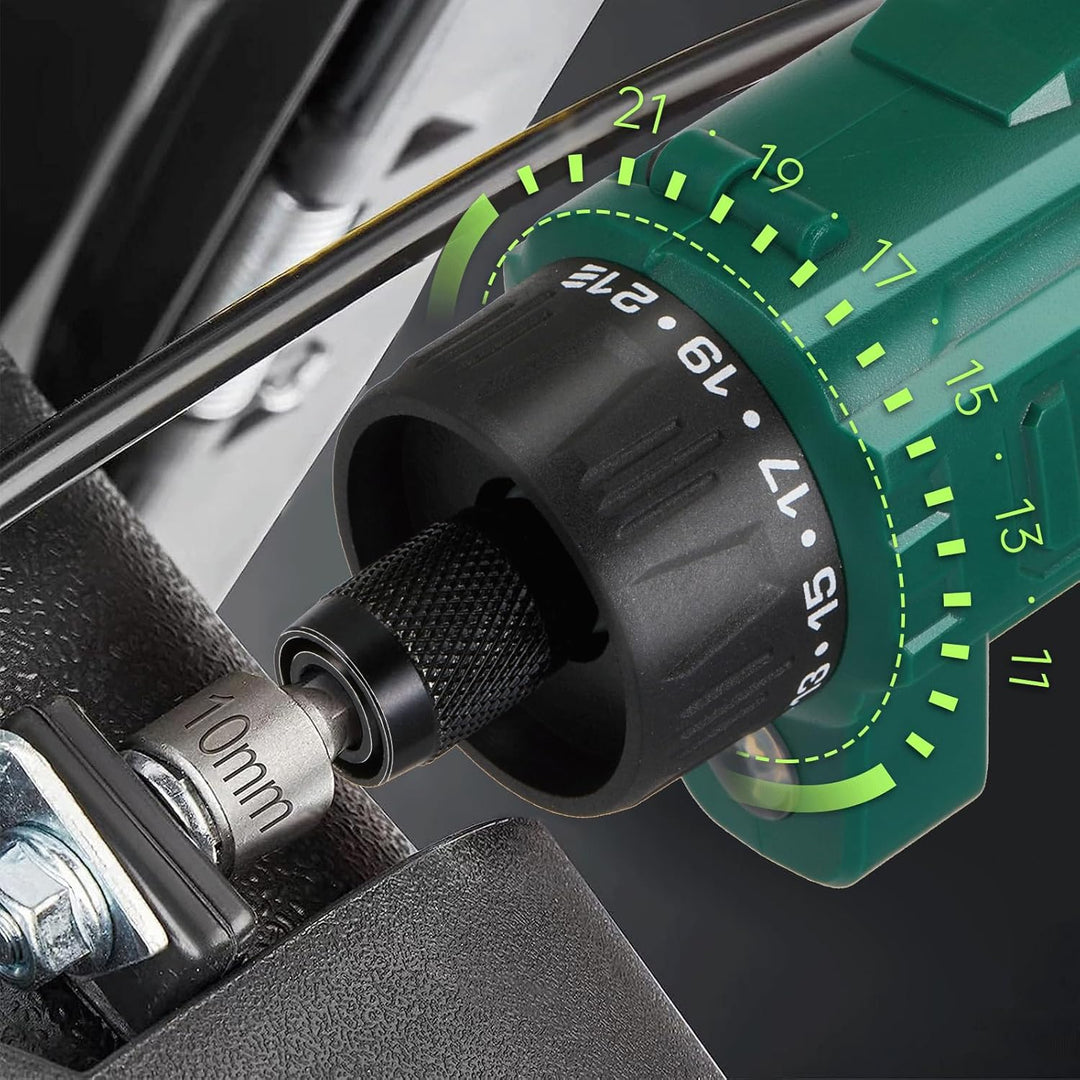 POSENPRO Elektrischer Akkuschrauber Set mit 82 Zubehörteilen, 8 Volt Lithium-Ionen-Akku, 10N·m 21+1