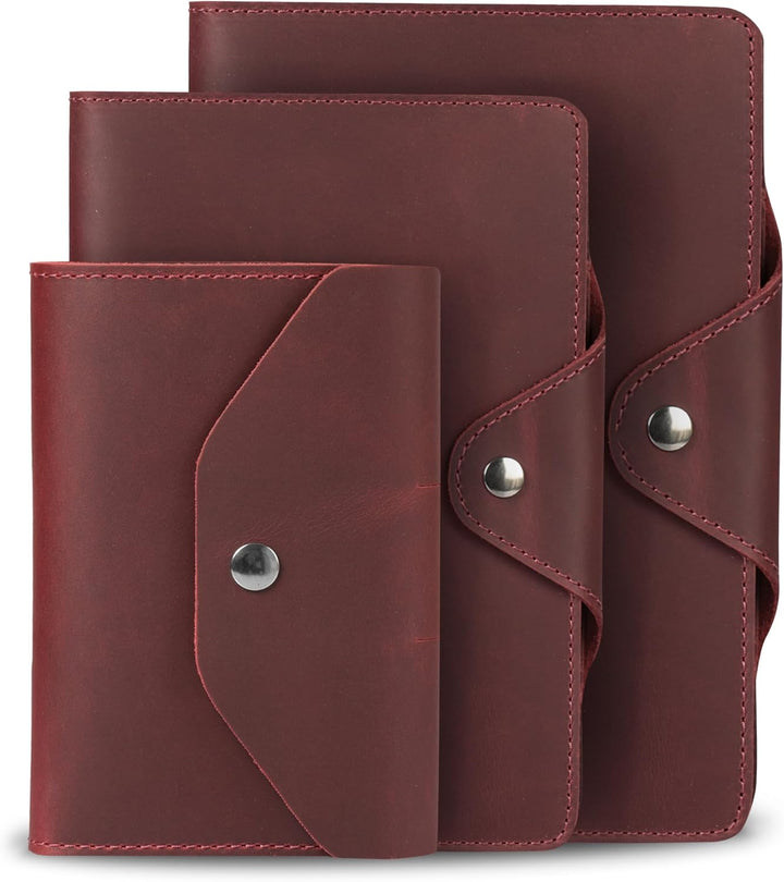 Londo Echtleder Schreibmappe Konferenzmappe mit Notizblock Notizblock und Schloss Rot M, Rot M