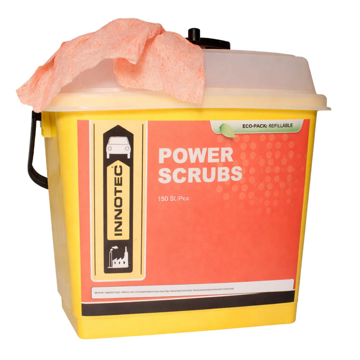 INNOTEC Power Scrubs Box mit 150 Stück – leistungsstarke Reinigungstücher für verschmutzte Hände & O