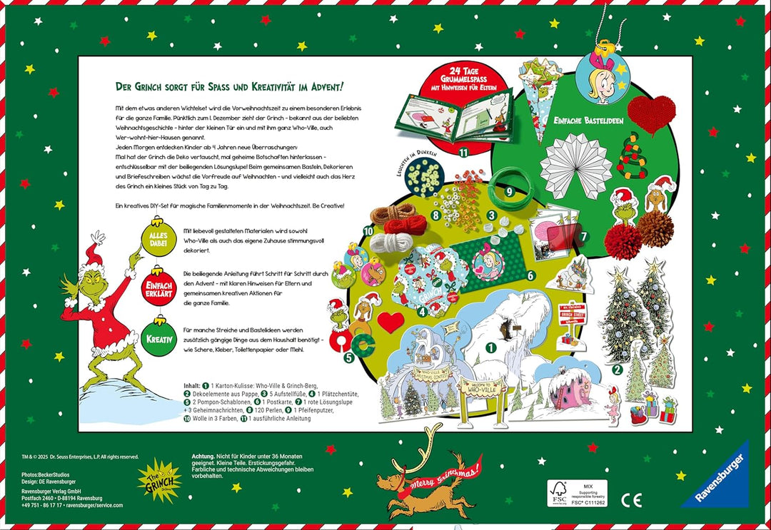 Ravensburger BeCreative Wichtelset Grinch - Bastelset für Kinder ab 4 Jahren, Wichteltür-Set & Wicht