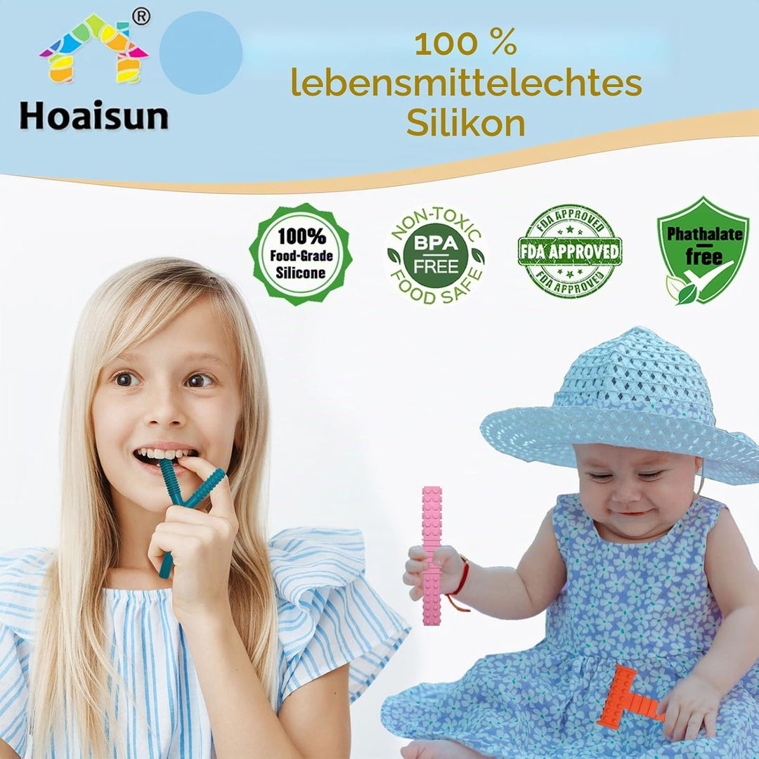 Sensorische Kautuben für Autistische Kinder，4er-Pack Silikon-Kauspielzeug für Kinder mit Autismus, A