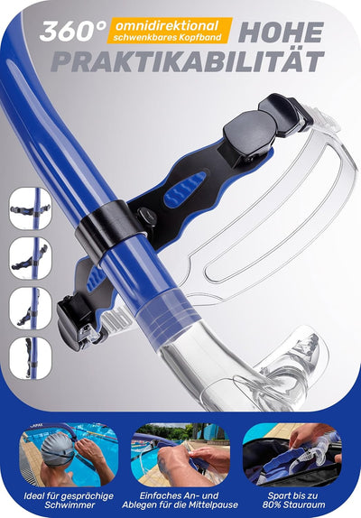 CAPAS Training Schwimmen Schnorchel für Runde Schwimmen, ideale Passform, Schwimmer-Schnorchel mit F