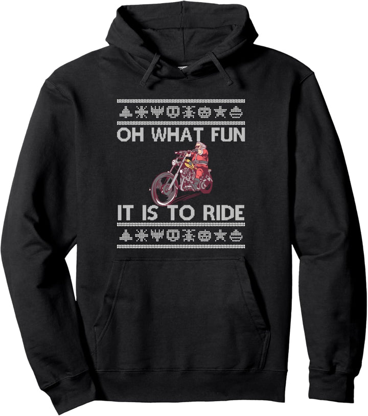 Oh What Fun It Is To Ride Santa Claus Rider Motorrad-Fan Pullover Hoodie
