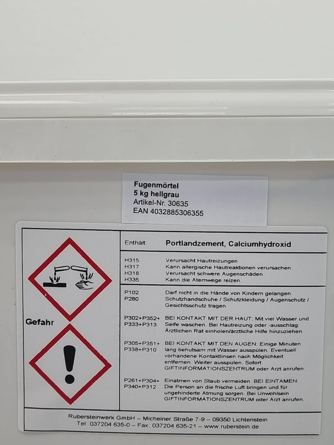 Ruberstein® Fugenmörtel hellgrau im 5 kg Eimer