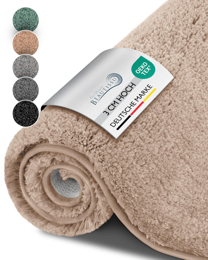 Beautissu Badematte rutschfest 100x60 cm – Duschvorleger Hochflor Badteppich rutschfest Waschbar Sha
