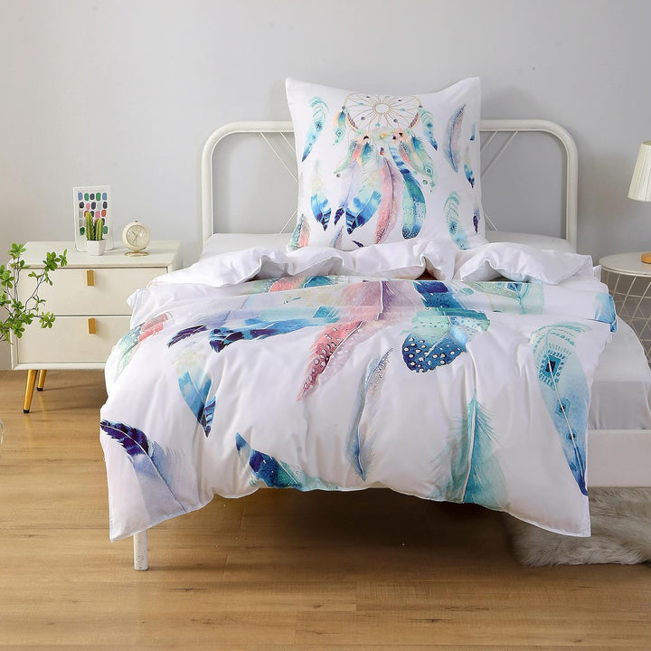 MUSOLEI Traumfänger Bettwäsche 135x200 Mädchen Mikrofaser-Polyester 3D Druck Traumfänger Bettbezug 1