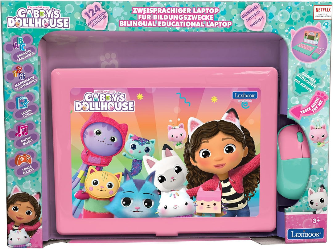 Lexibook, Gabby’s Dollhouse, Zweisprachiger DEUTSCH/ENGLISCH Lerncomputer, 124 Aktivitäten in Sprach