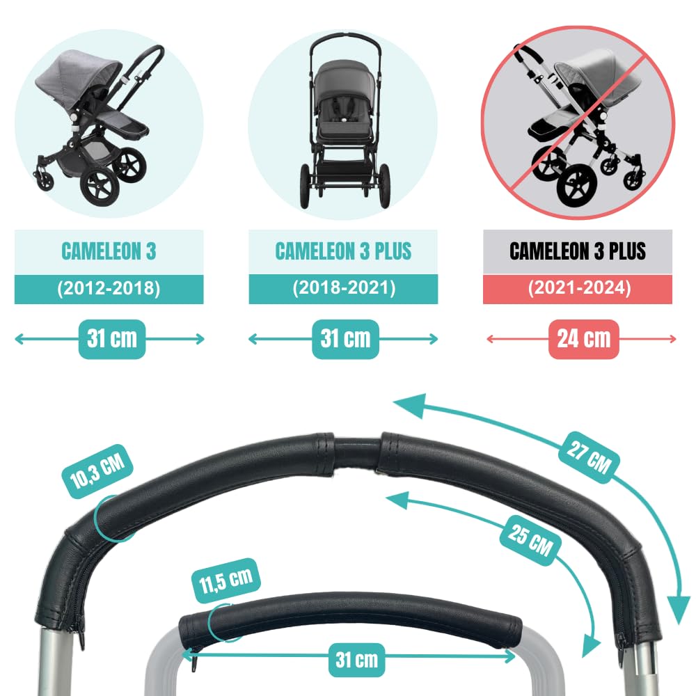 PROTEC TIF | Schutzhüllen aus Kunstleder Pack kompatibel mit der Bugaboo Cameleon 3 und Cameleon 3 P