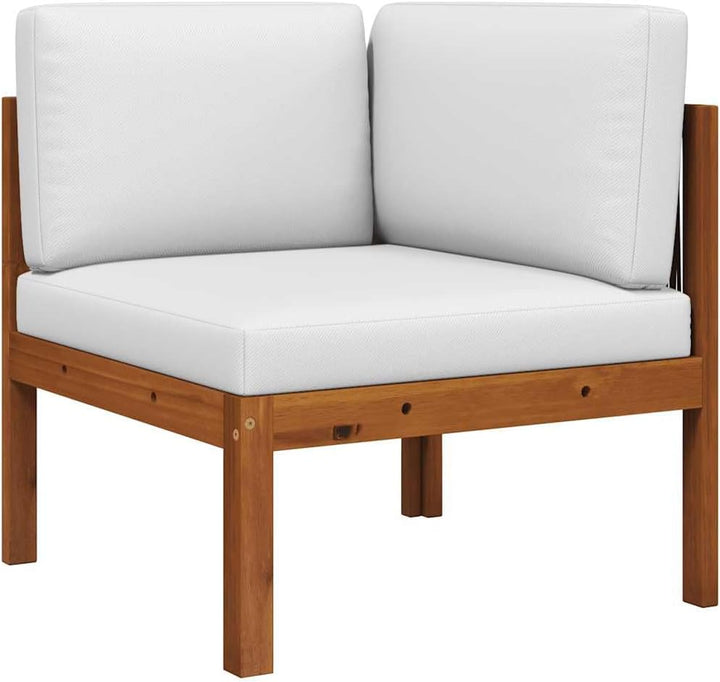 vidaXL 2X Akazienholz Massiv Garten Ecksofa mit Auflagen Sofa Lounge Gartensofa Sessel Gartensessel