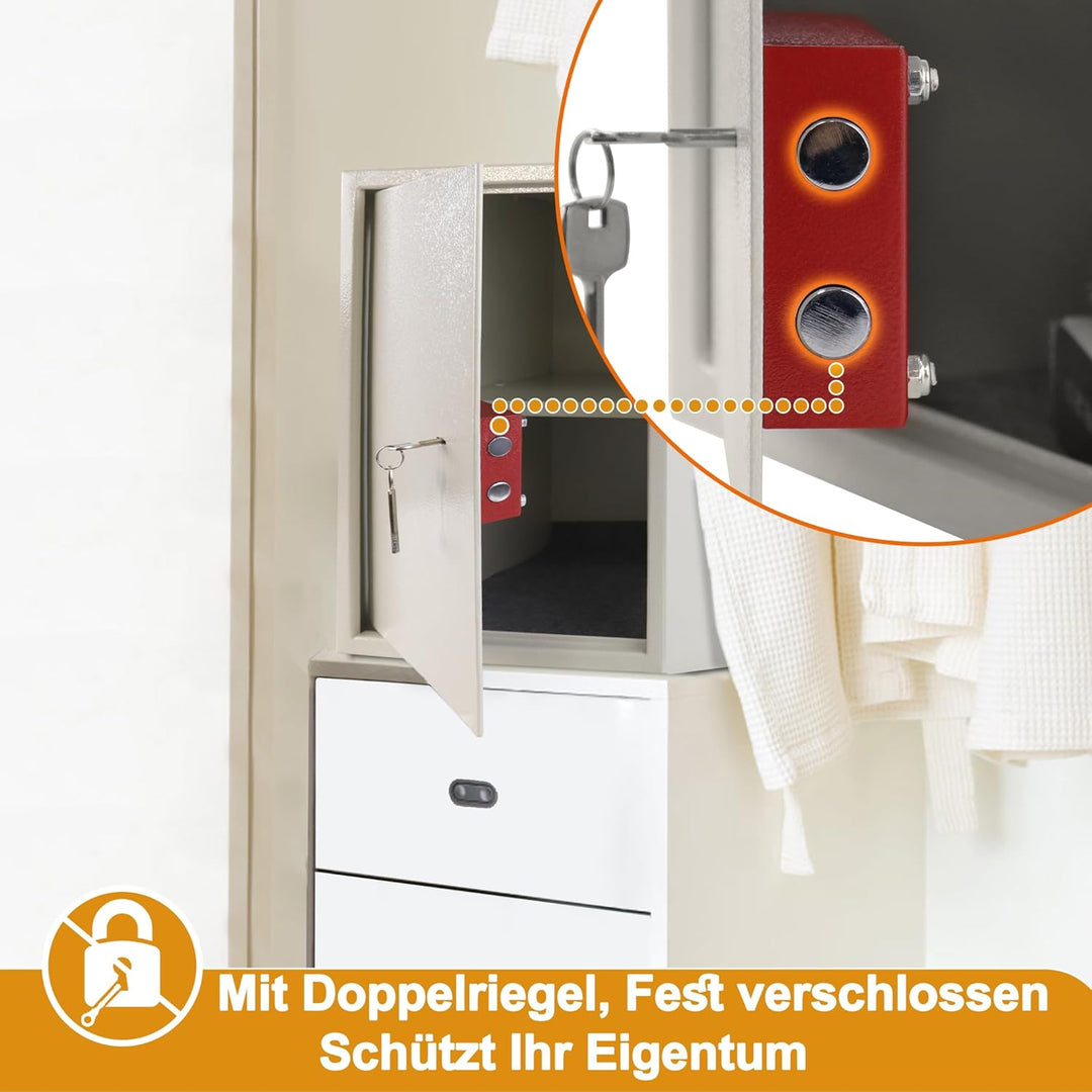 Tresor Safe Möbeltresor Feuerfest &amp; Wasserdicht (35x31x50 cm - XL) mit 2 Schlüsseln Geldschrank für