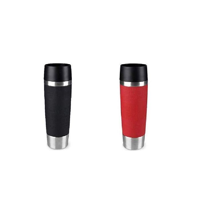 Emsa Standard-Design Travel Mugs, schwarz/rot, 2 x 500ml 2 Stück (1er Pack) Schwarz + Rot, 2 Stück (