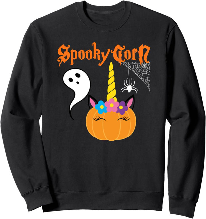 Lustige Spookycorn Kürbis Einhorn Halloween Kostüm Spinne Sweatshirt