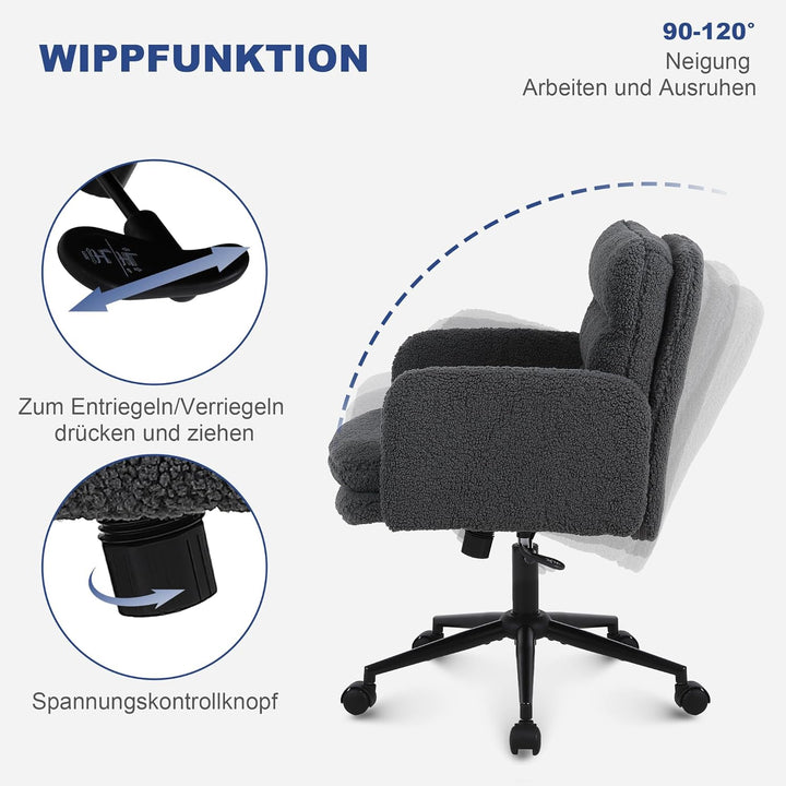 Youhauchair Schreibtischstuhl, Schminktisch Stuhl aus Kunstpelz, Bequemer Drehstuhl Schreibtisch Stu