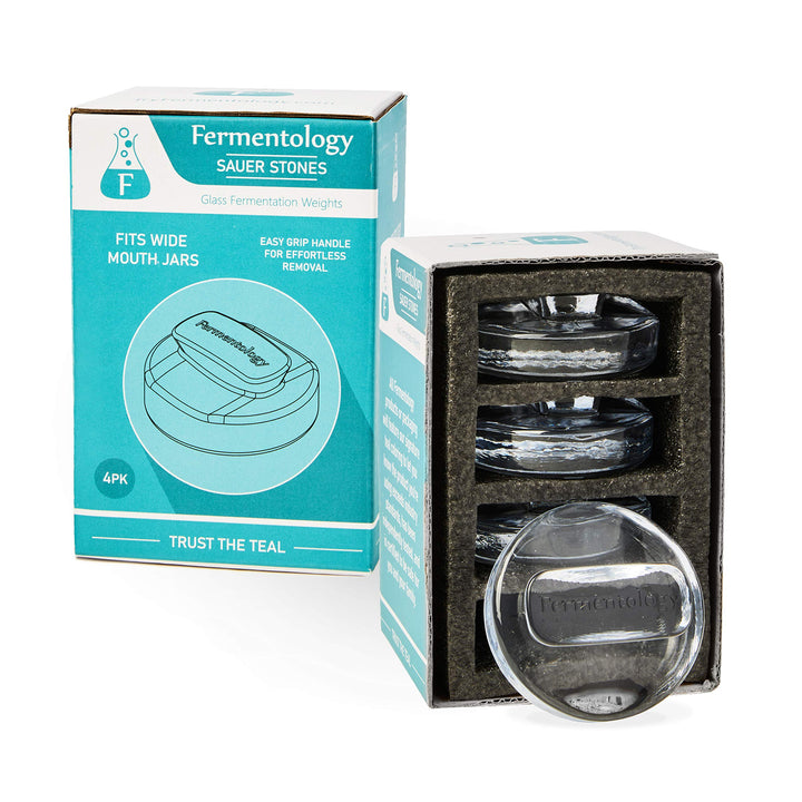 Fermentology Sauer Stone Glasgewichte - Gewichte zum Einlegen und Fermentieren - 4er Set - Wide Mout