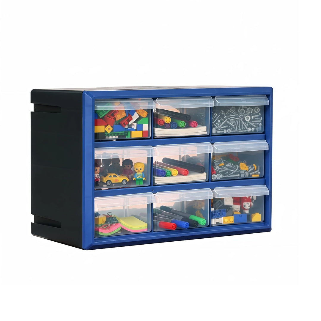 Kleinteilemagazin-Aufbewahrungsschrank mit 9 Schubladen, stapelbarer Hardware-Organizer mit durchsic