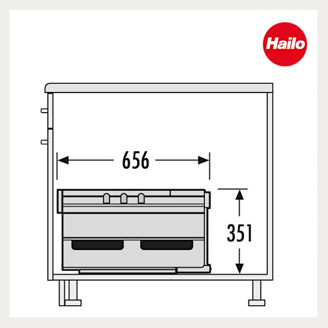 Hailo Abfallsammler Rondo 3646131 | Eckabfallsammler 3fach für 90x90 Eckunterschrank | 2x 8.5 + 18 L