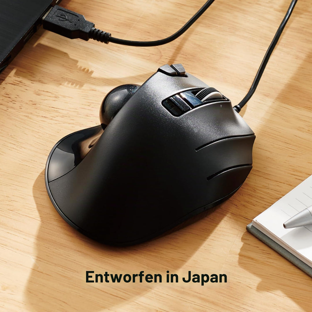 ELECOM M-XT3URBK Mouse Wired Trackball Grip 6 Button, Black Thumb-operated Wickel