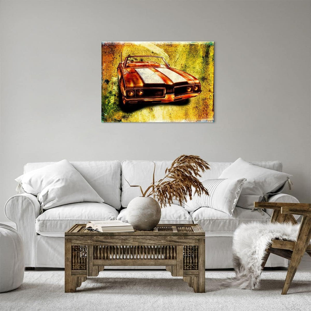 Bilder auf Leinwand Auto Geschwindigkeit Cabriolet Leinwandbild 70x50cm Wandbilder Dekoration Wohnzi