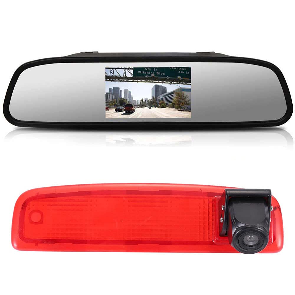 「12mm Objektiv CMOS Rückfahrkamera+ 4.3 Zoll Auto Rückspiegel」Auto 3.Bremsleuchte Dach Rückfahrkamer