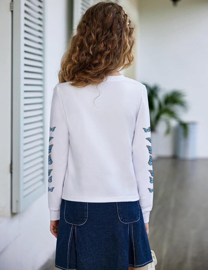 Arshiner Mädchen Sweatshirt Batik Langarm Pullover Leichtgewicht Sport Kleidung Kinder Tie Dye Langa